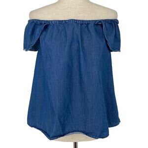 J CREW Off the Shoulder Chambray Top Size Small Boho Summer Coastal Chic Casual